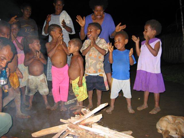 The children of Kokoda Village singing to welcome Our Spirit's Kokoda Legends